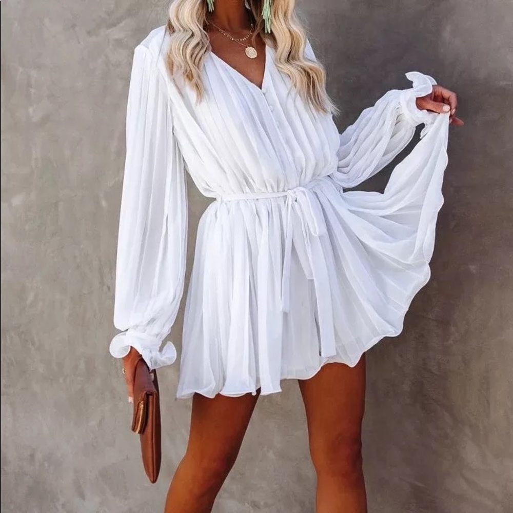 Boardwalk Beauty White Belted Mini Dress - Picture 3 of 11